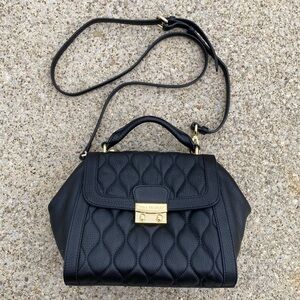 NWT Vera Bradley Quilted Mini Stella Satchel in Black Leather
